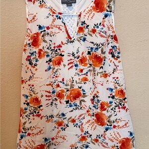 Market & Spruce Floral Tank Top - Orange and Blue